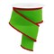 RG Ribbon: 2.5 Lime Green and Red Chenille Edge Velvet Wired Ribbon - For Christmas Bows, Wreaths, Crafts and Decorations